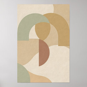 Póster Cartel abstracto de arcos entrelazados en salvia y