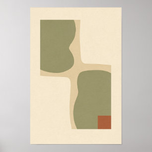 Póster Cartel abstracto de cuadrícula de oliva con esquin