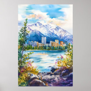 Póster Cartel Acuarela de Anchorage Acuarela Nacional