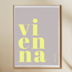 Póster Cartel amarillo tipografía Viena Wien Austria