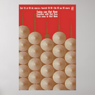 Póster Cartel Anti Guerra de OSPAAAL Junto con Vietnam