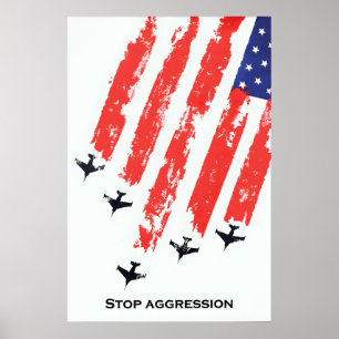 Póster Cartel Antiguerra Detener la Agresión Guerras Amer