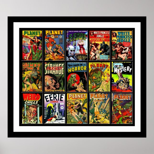 Póster Cartel Antiguo Cubiertas de Cómic Collage 15A (Frente)