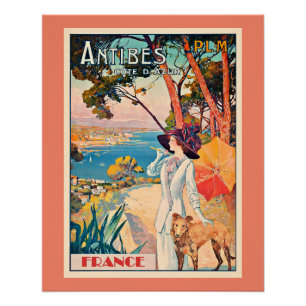 Póster Cartel antiguo de Antibes Francia