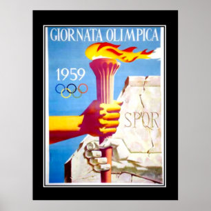 Póster Cartel antiguo de antorcha de DEPORTES
