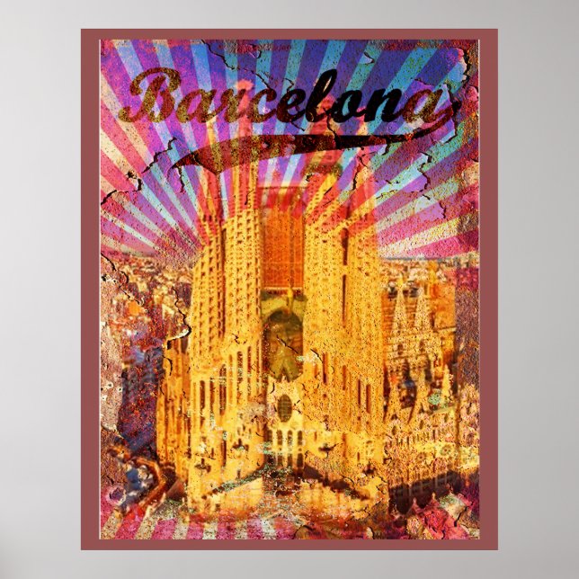 Póster Cartel antiguo de Barcelona, España (Frente)
