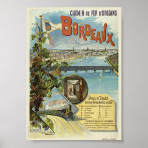 Póster Cartel antiguo de Bordeaux Francia 1896
