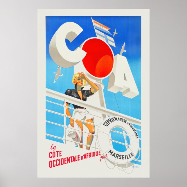 Póster Cartel antiguo de COA Marsella Francia (Frente)