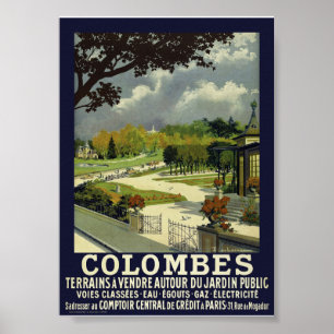 Póster Cartel antiguo de Colombes Francia 1914