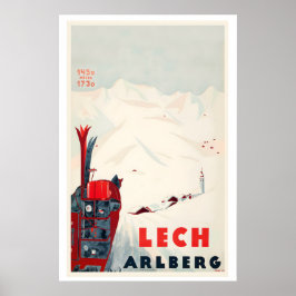 Póster Cartel antiguo de esquí en Lech am Arlberg Austria