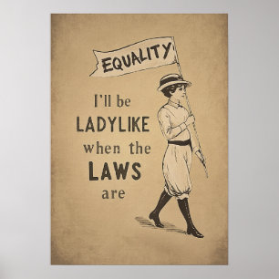 Póster Cartel Antiguo de Igualdad   Feminismo Suffragette