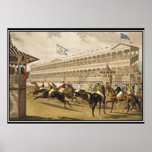 Póster Cartel Antiguo de la Carrera de Jerome Park 1868
