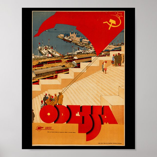 Póster Cartel antiguo de Odessa Ucrania Cccp Ussr soviéti (Frente)
