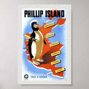 Póster Cartel antiguo de Phillip Island Victoria Australi