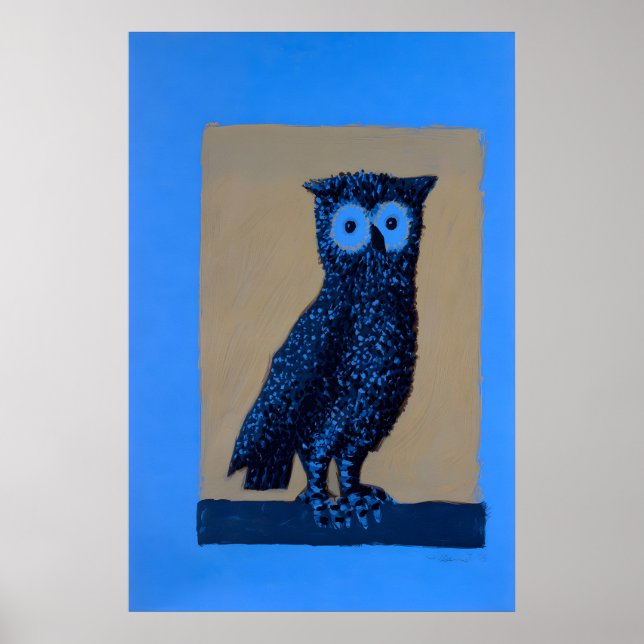 Póster Cartel antiguo de pintura de búho (Frente)