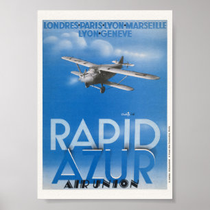 Póster Cartel Antiguo de Rapid Azur Francia 1932