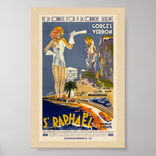 Póster Cartel antiguo de St Raphaël Francia años 30