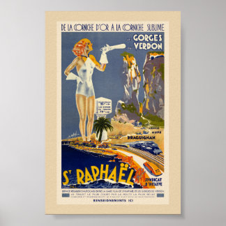 Póster Cartel antiguo de St Raphaël Francia años 30