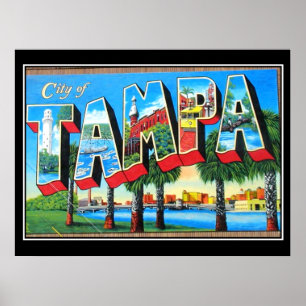 Póster Cartel antiguo de Tampa Ciudad de Tampa