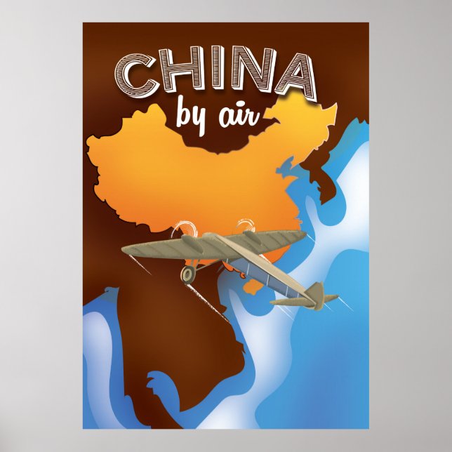 Póster Cartel antiguo de viaje a China (Frente)