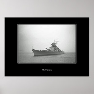 Póster Cartel antiguo del acorazado Bismarck, Schlachtsch
