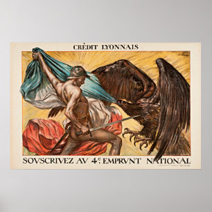 Póster Cartel Antiguo del Héroe de la Primera Guerra Mund