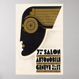 Póster Cartel antiguo del Salón del Automóvil de Ginebra 