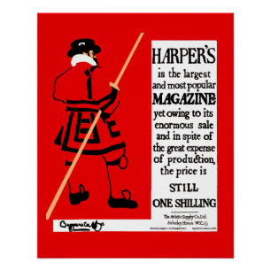 Póster Cartel antiguo Harper's Magazine Beefeater