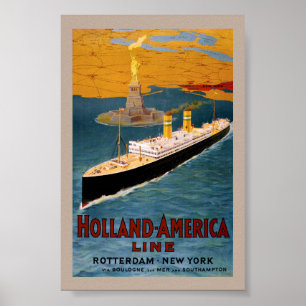 Póster Cartel antiguo restaurado de Holland America Line