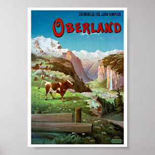 Póster Cartel antiguo restaurado de Oberland Suiza