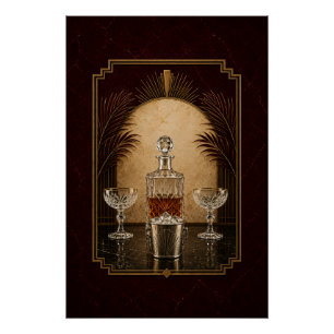 Póster Cartel Art Déco de Bodegón de Decantador Arte de