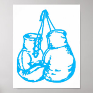 Póster Cartel azul genial de boxeo con guantes