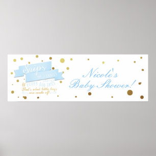 Póster Cartel Baby Shower Blue & Gold para niños y niñas
