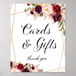 Póster Cartel boho floral borgoña de 8x10"