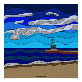 Póster Cartel brillante del lago Michigan 20"x20"