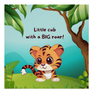 Póster Cartel brillante Little Cub Big Roar