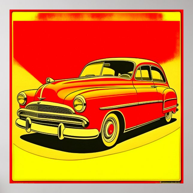 Póster Cartel clásico de coche retro (Frente)