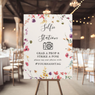 Póster Cartel clásico de estación de selfie floral silves