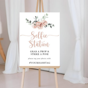 Póster Cartel Clásico de Estación Selfie Floral Rosa Polv