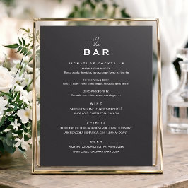 Póster Cartel clásico de menú de bar de boda Chic Minimal