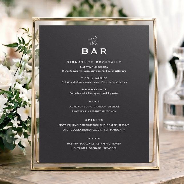Póster Cartel clásico de menú de bar de boda Chic Minimal (Subido por el creador)