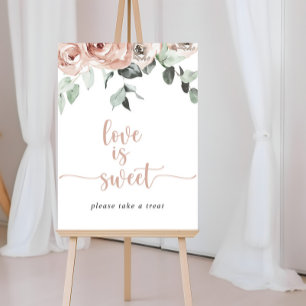 Póster Cartel Clásico de Rosa Polvorienta Floral Amor es 