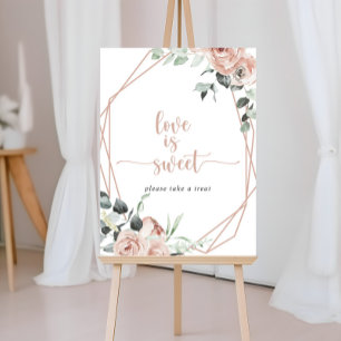 Póster Cartel Clásico de Rosa Polvorienta Floral Amor es 