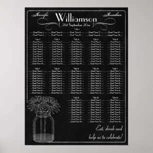 Póster Cartel con gráfico de asientos del Boda Mason Jar
