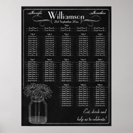 Póster Cartel con gráfico de asientos del Boda Mason Jar