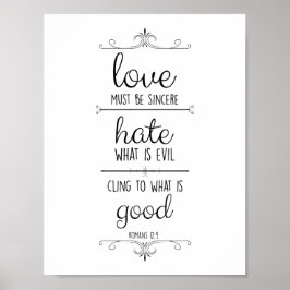 Póster cartel cristiano romanos 12:9 el amor debe ser sin