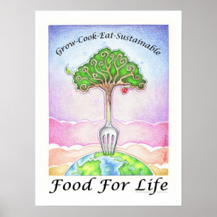 PÓSTER CARTEL DE 18X24" - CULTIVA, COCINA, COME SOSTENIBL