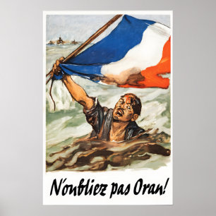 Póster Cartel de 1944 Recuerda Orán  Francia  Segunda Gue