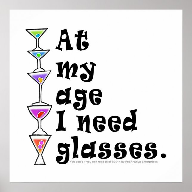 Póster CARTEL DE 24" X 24" - A mi edad necesito GAFAS (Frente)
