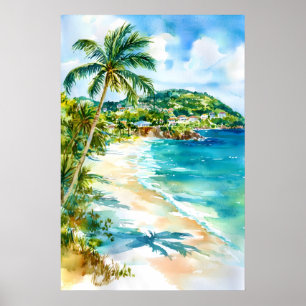 Póster Cartel de acuarela de Antigua y Barbuda Acuarela 2
